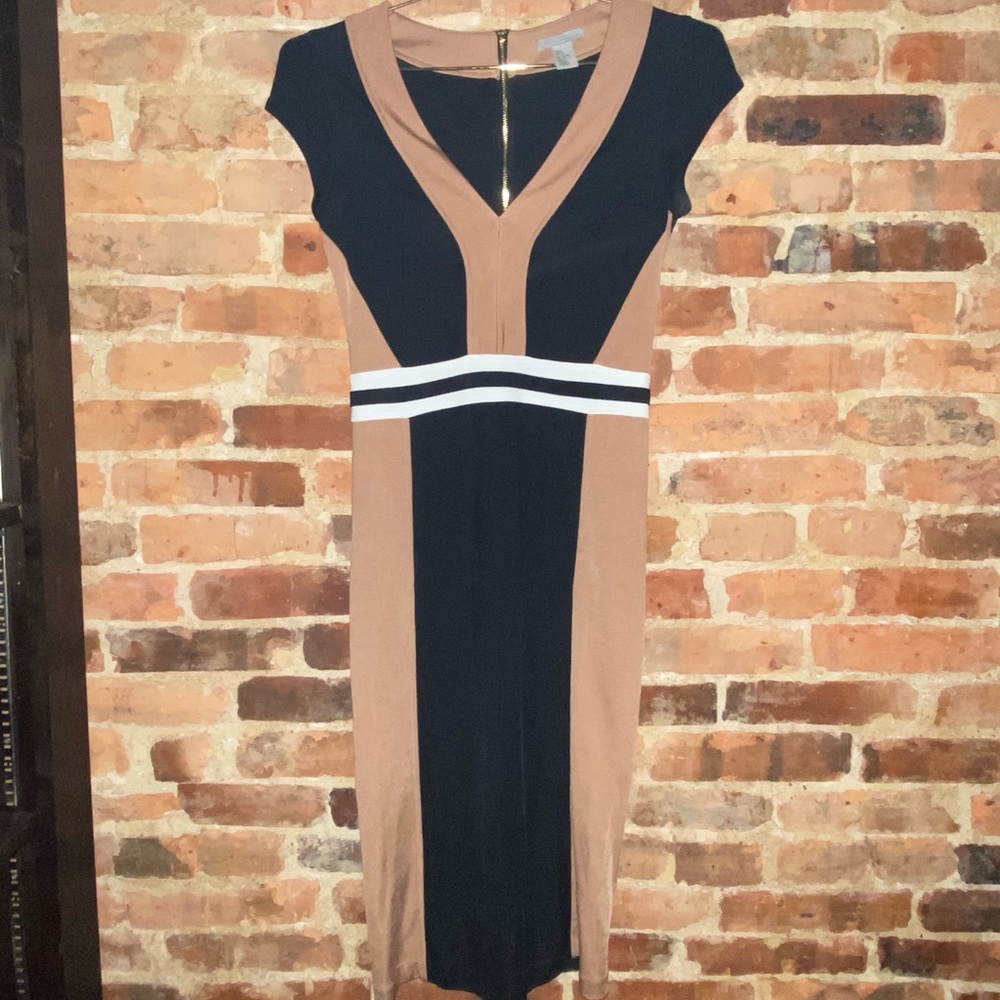 H&M silhouette style black and beige dress. Size S